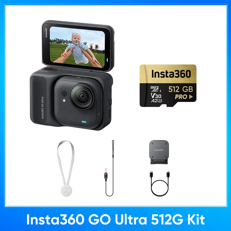 Insta360 GO Ultra - Tiny Hands-Free 4K Cam, Lightweight & Portable, Low Light Excellence，200 Min Battery Life