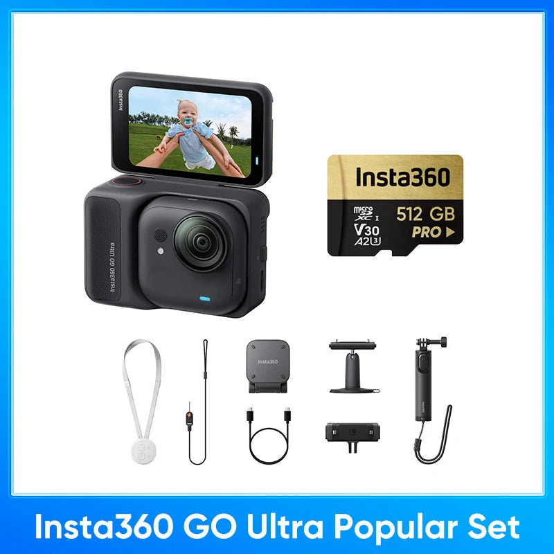 Insta360 GO Ultra - Tiny Hands-Free 4K Cam, Lightweight & Portable, Low Light Excellence，200 Min Battery Life