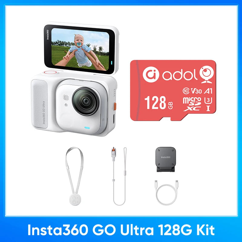 Insta360 GO Ultra - Tiny Hands-Free 4K Cam, Lightweight & Portable, Low Light Excellence，200 Min Battery Life