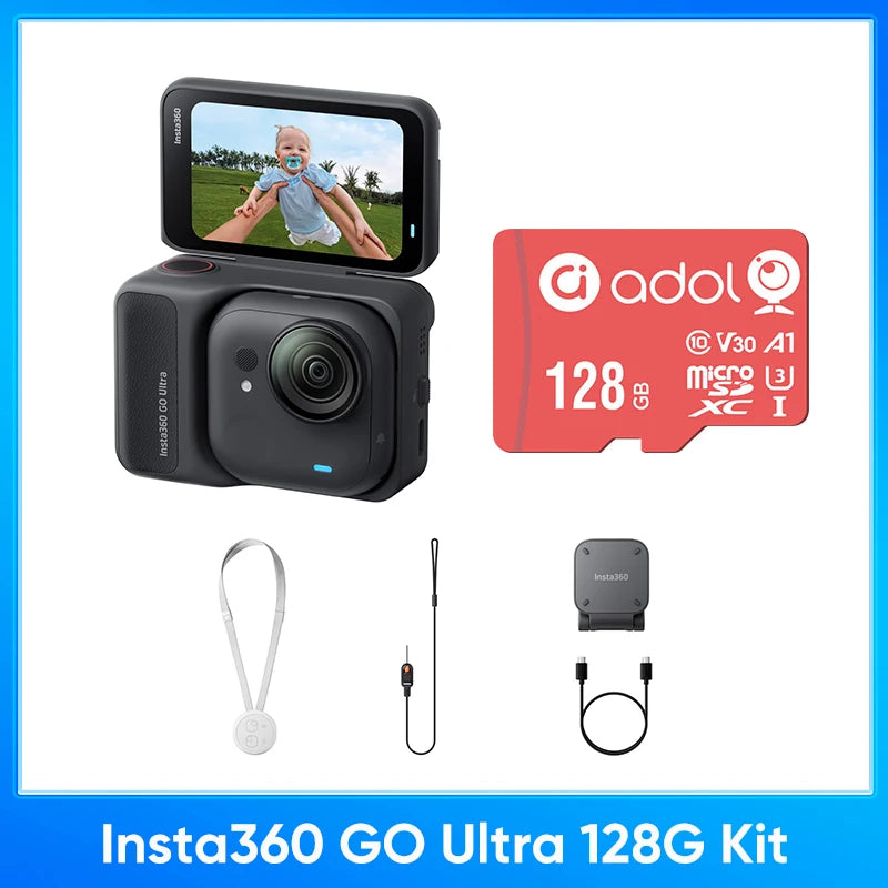 Insta360 GO Ultra - Tiny Hands-Free 4K Cam, Lightweight & Portable, Low Light Excellence，200 Min Battery Life