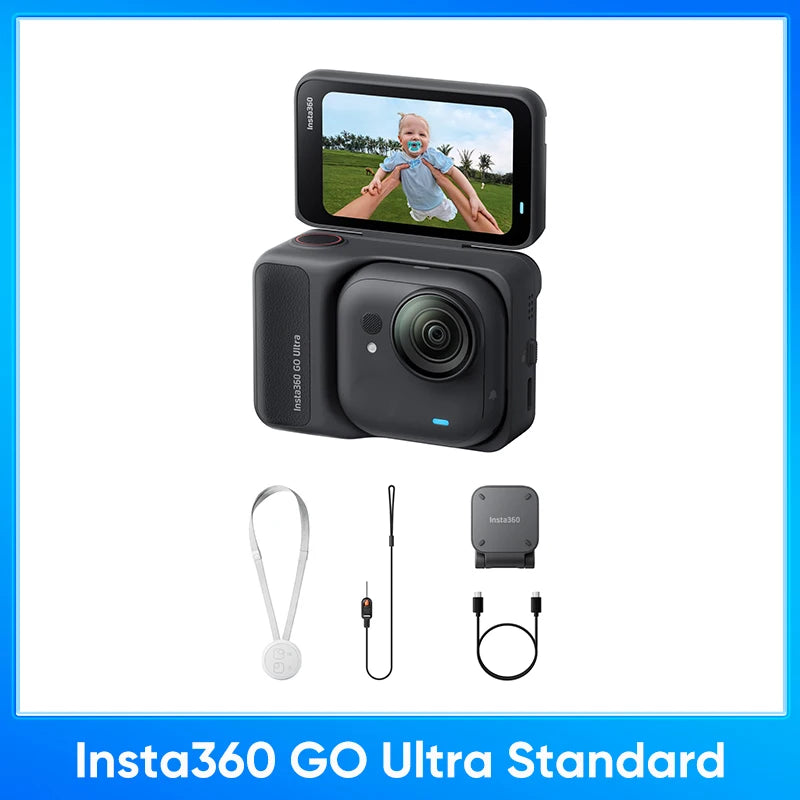 Insta360 GO Ultra - Tiny Hands-Free 4K Cam, Lightweight & Portable, Low Light Excellence，200 Min Battery Life