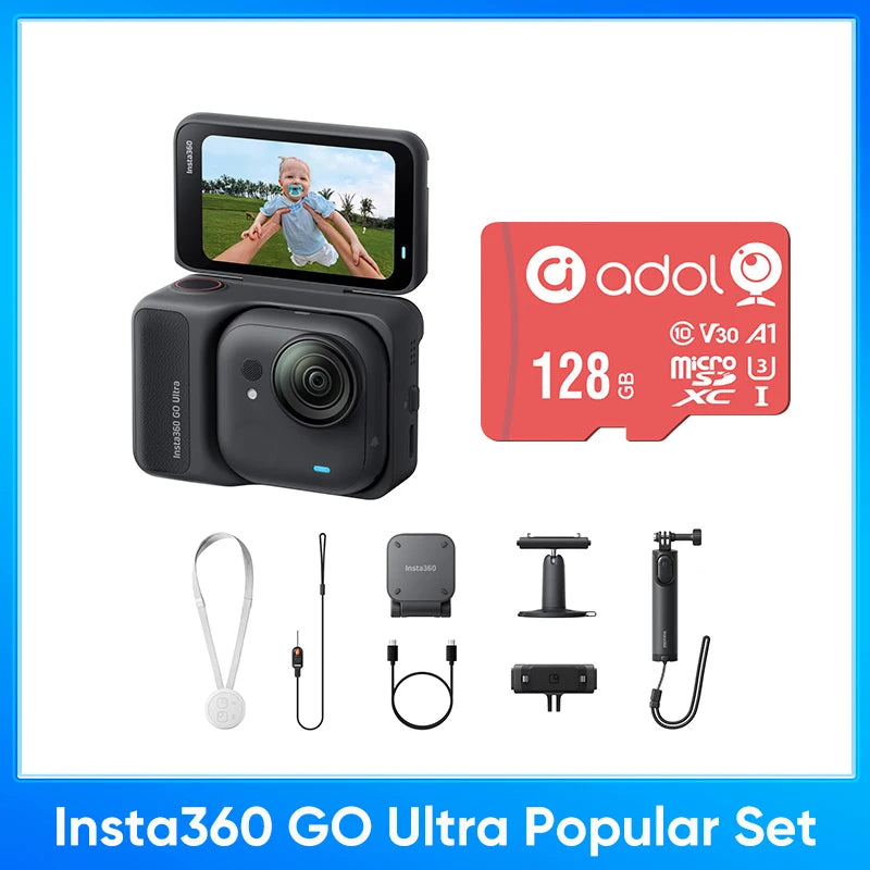 Insta360 GO Ultra - Tiny Hands-Free 4K Cam, Lightweight & Portable, Low Light Excellence，200 Min Battery Life