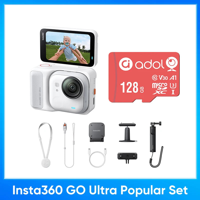 Insta360 GO Ultra - Tiny Hands-Free 4K Cam, Lightweight & Portable, Low Light Excellence，200 Min Battery Life