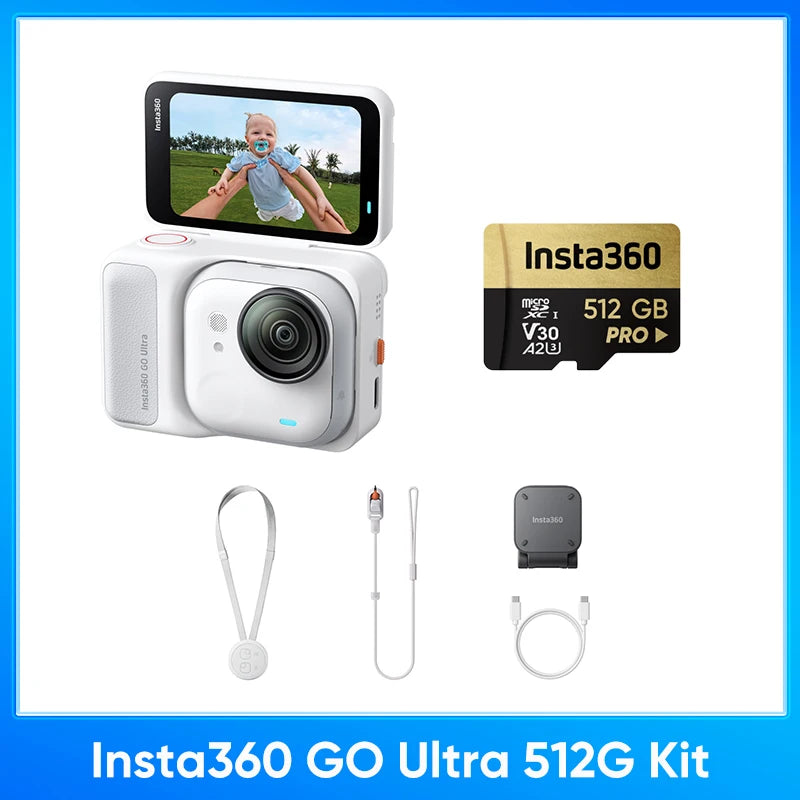 Insta360 GO Ultra - Tiny Hands-Free 4K Cam, Lightweight & Portable, Low Light Excellence，200 Min Battery Life