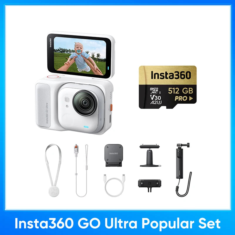 Insta360 GO Ultra - Tiny Hands-Free 4K Cam, Lightweight & Portable, Low Light Excellence，200 Min Battery Life